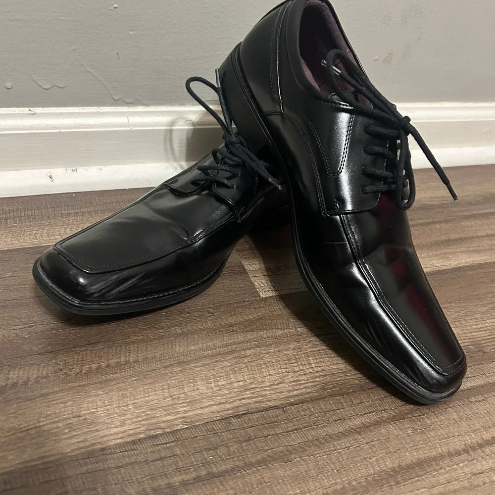 Freeman Colter Oxford Shoes Men 9.5M Black Square Toe Lace Up Dapper Business